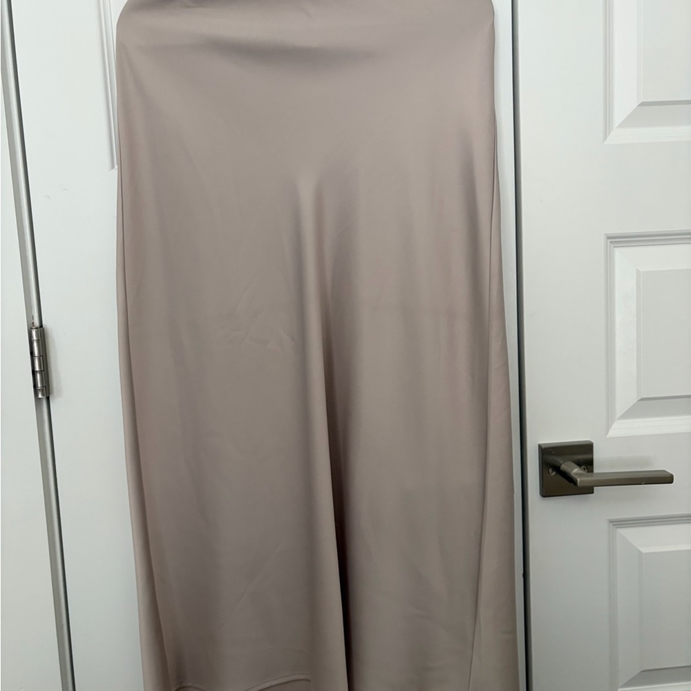 Rachel Zoe Taupe Maxi Satin Skirt